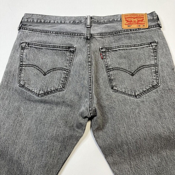 Levis 501 Jeans Dirienzo Gray Rigid Denim Men’s 36x30 Y2K Button Fly Orig. Fit - Picture 3 of 13